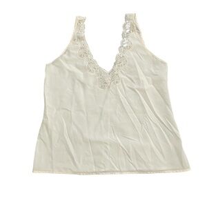 Vintage Lady Lynne Cream Lingerie Sleeveless V Neck Top Medium